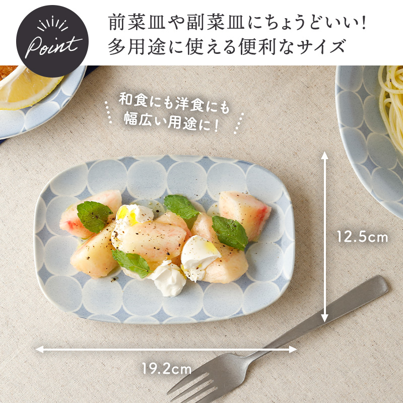 長皿 19cm アクア・セル 丸角型 使い方とサイズ