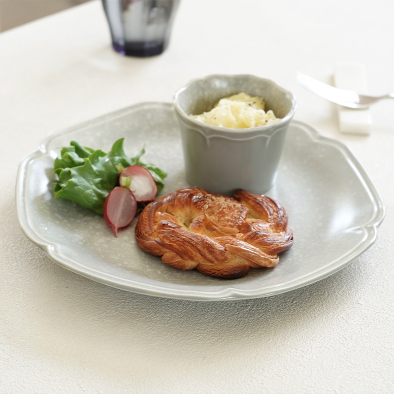 プレート 24cm 細雪 ささめゆき グレー