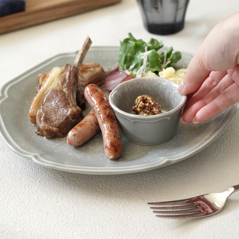 プレート 24cm 細雪 ささめゆき グレー