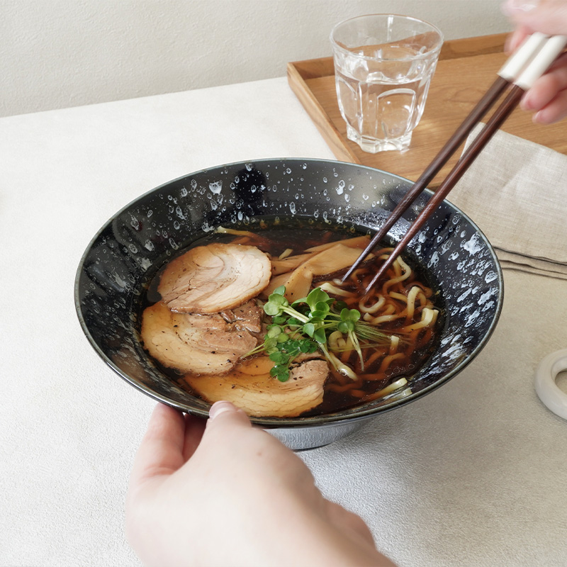 ラーメンどんぶり 21cm 細雪 ささめゆき ネイビー