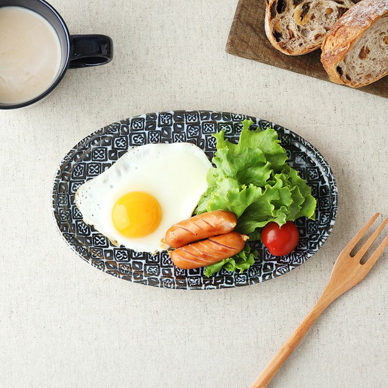 オーバルプレート 22cm 藍色