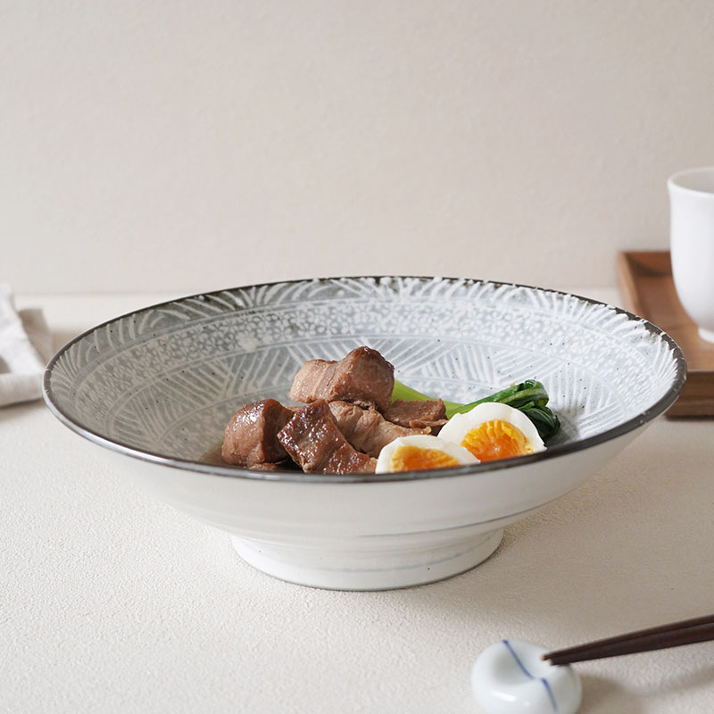 盛鉢・麺鉢 24.5cm 三島粉引