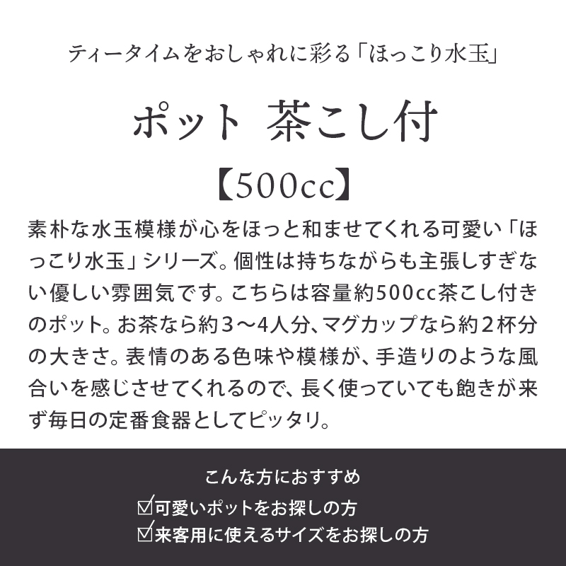 ポット 500cc 茶こし付 ほっこり水玉