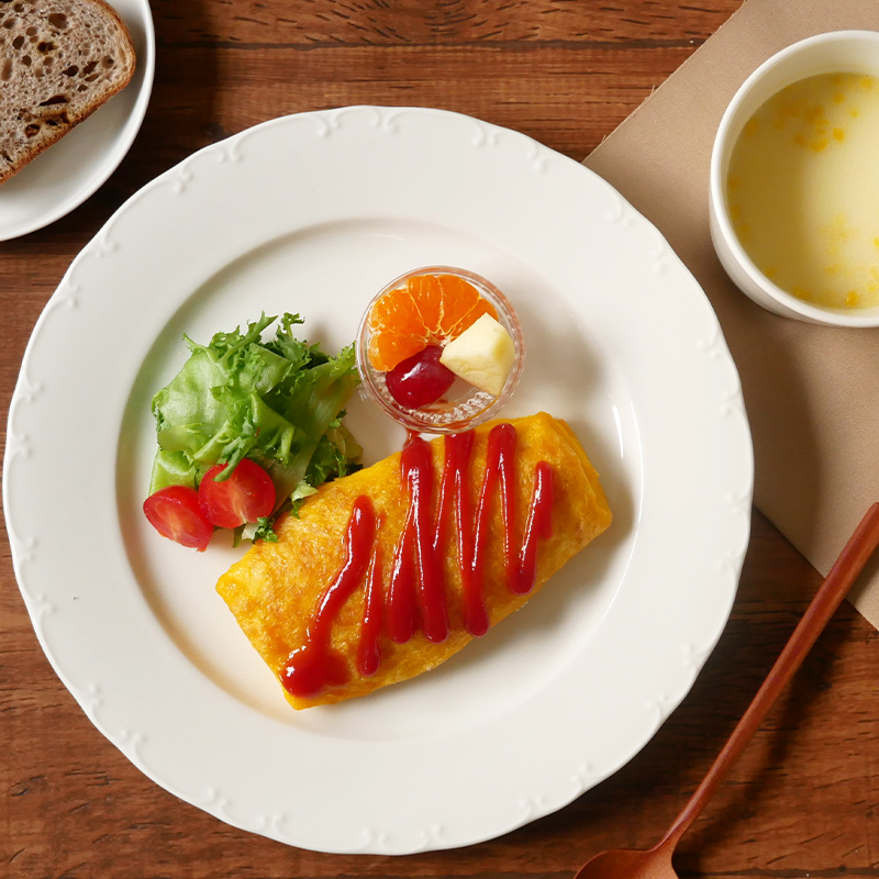 リムプレート 27cm クラシックレリーフ ホワイトプレート お皿 皿 食器