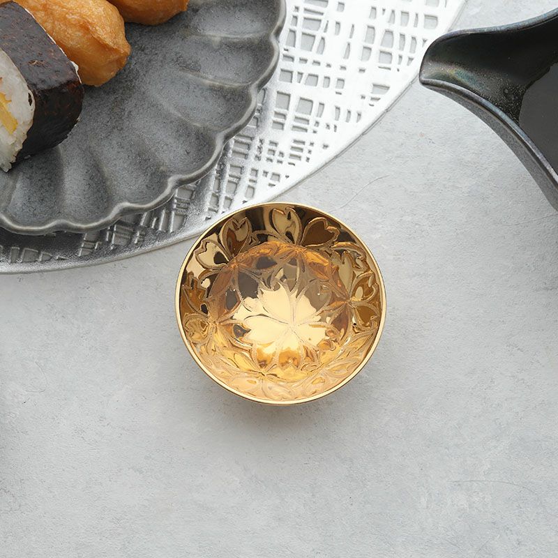 金釉盃 小 桜 木箱入 美濃焼盃 杯 高級 割烹 料亭 お祝い お猪口