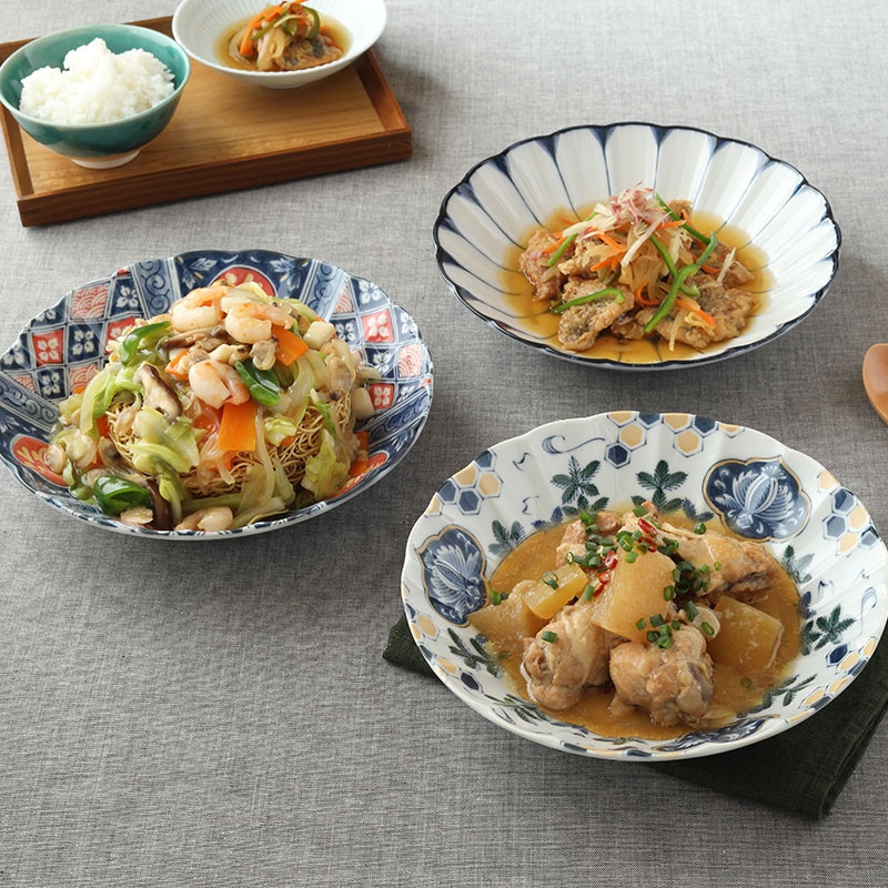 深皿 23.5cm 染錦 プレート お皿 皿 食器 和食器皿 和食器