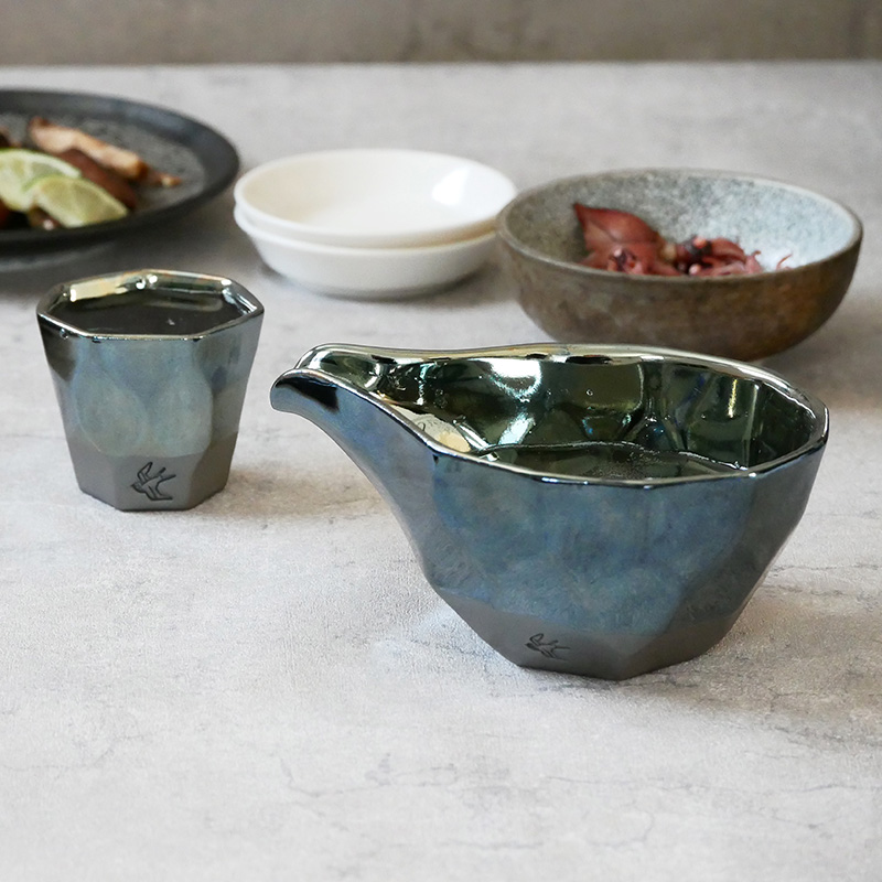 片口酒器 290cc つばめ工房 プラチナブルー酒器 徳利 冷酒 片口 日本酒