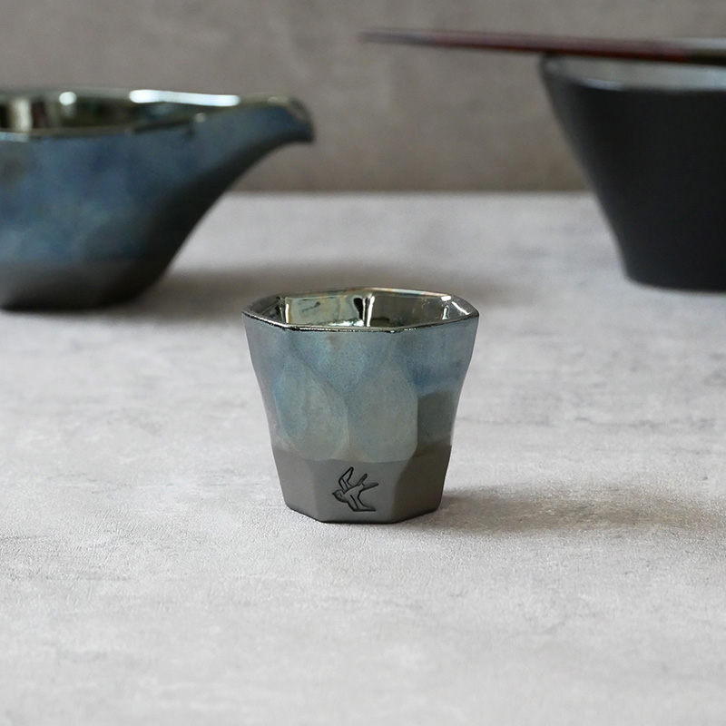 ぐい呑 80cc つばめ工房 プラチナブルーぐい呑み ぐいのみ お猪口