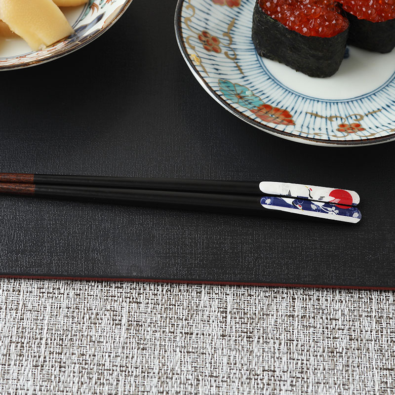 箸 23cm 天然木 滑り止め加工 夫婦鶴