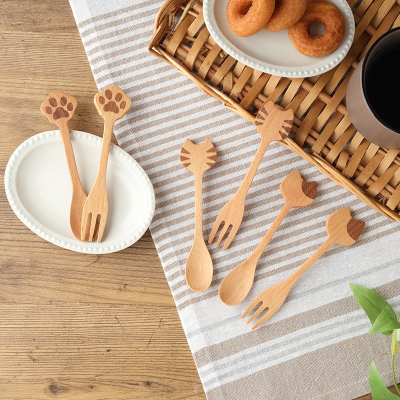 木製ネコ型カトラリー