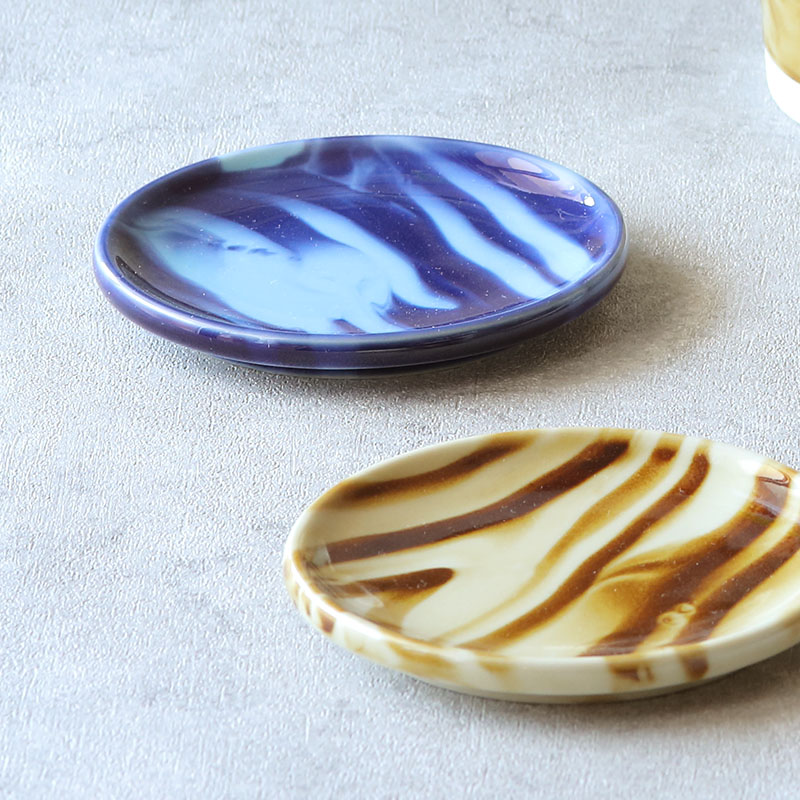 ペアマグカップ 蓋付 マーブル 390cc ブルー×ブラウン 箱入り 送料無料