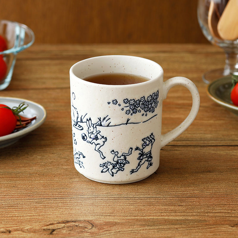 ペアマグカップ 鳥獣戯画 350cc 茶×青 箱入り 送料無料