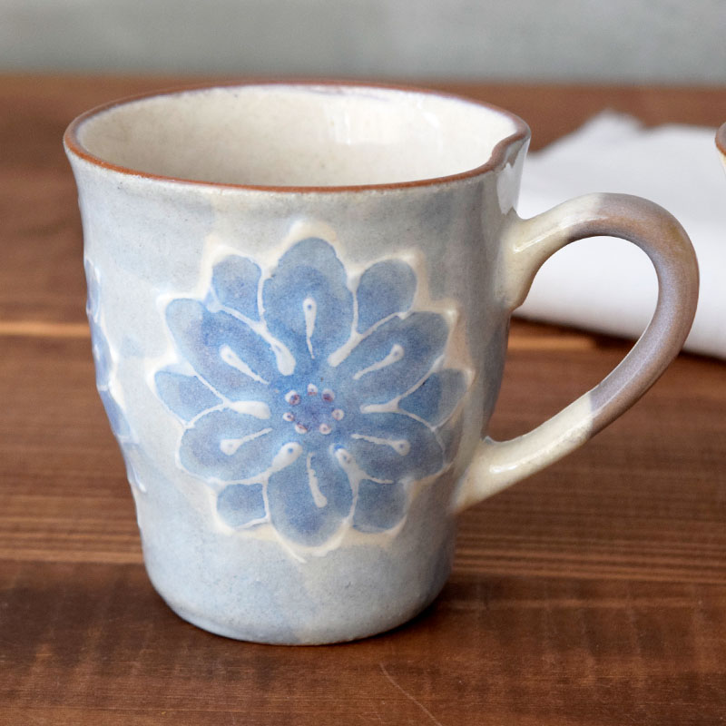 ペアマグカップ 淡彩花 手描き一珍 箱入り 送料無料