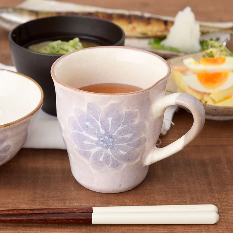 ペアマグカップ 淡彩花 手描き一珍 箱入り 送料無料