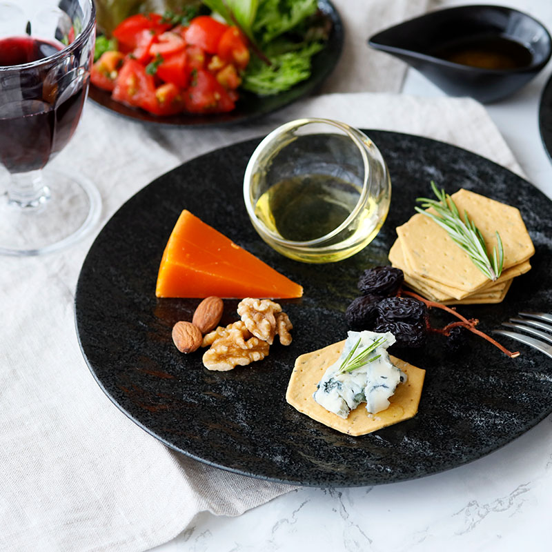 食器ギフト スレート調24cmプレート・箸ペアセット ホワイト×ブラック 送料無料