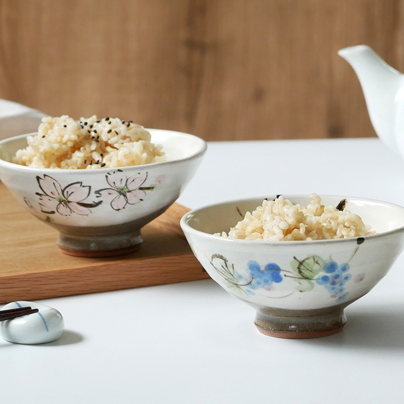 和食器ギフト 手描きのお茶碗＆お椀＆箸ペアセット 送料無料 桜×葡萄