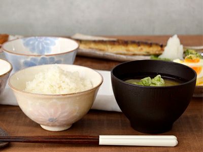 和食器ギフト 淡彩花お茶碗＆お椀＆箸ペアセット 送料無料 ブルー×オレンジ