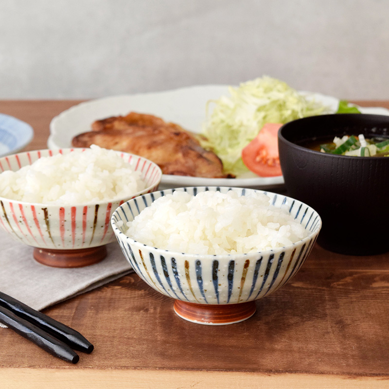 和食器ギフト 刷毛巻十草お茶碗＆お椀＆箸ペアセット 送料無料 青×赤