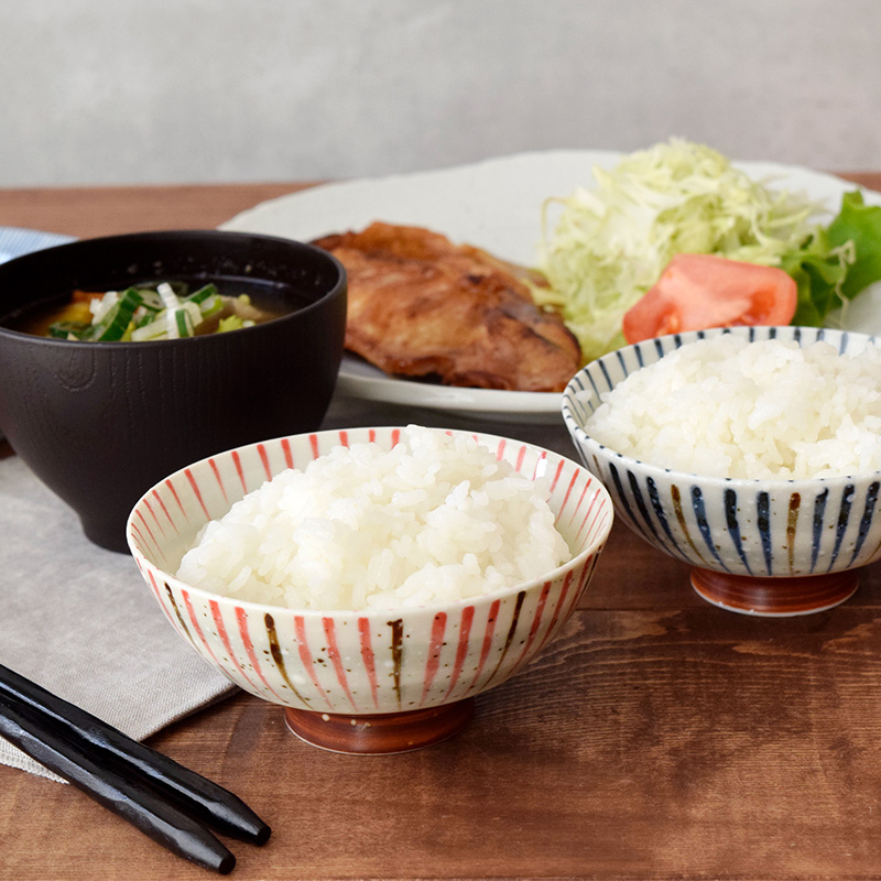 和食器ギフト 刷毛巻十草お茶碗＆お椀＆箸ペアセット 送料無料 青×赤