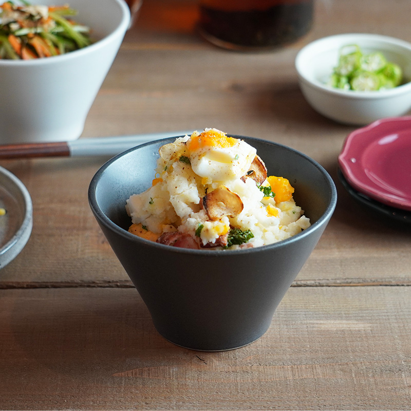 和食器ギフト Rice Bowl 12cm＆箸ペアセット 送料無料 チャコール×ホワイト