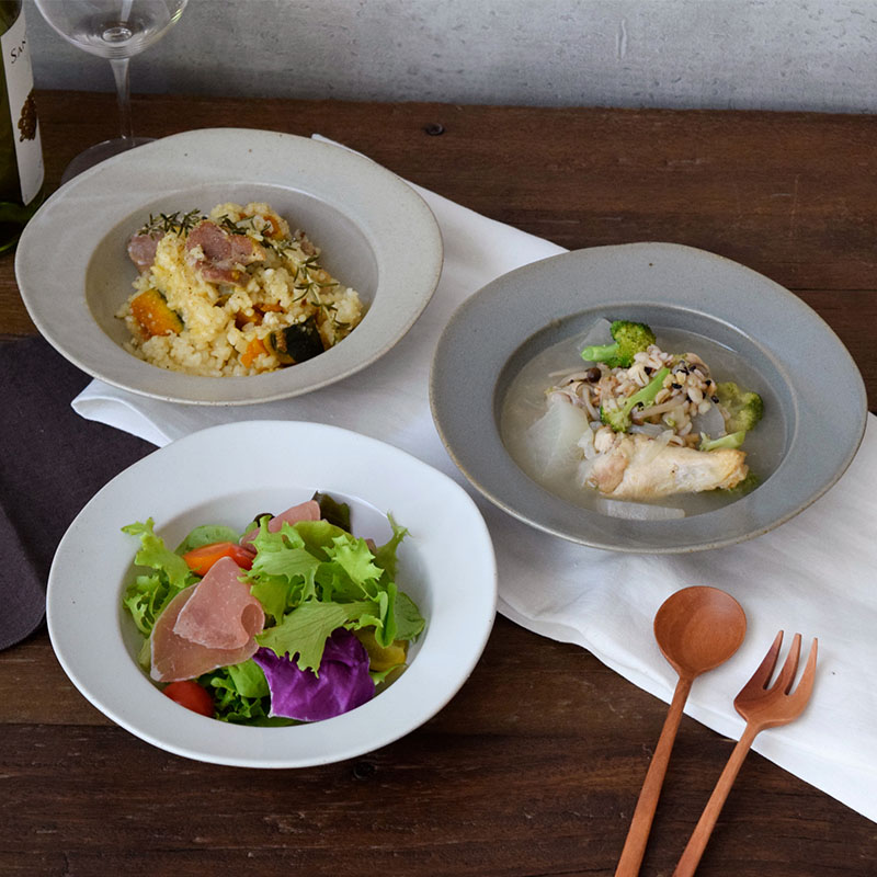 食器ギフト コリーヌペアセット スープ皿＆プレート＆カトラリー 送料無料 グレー×ベージュ