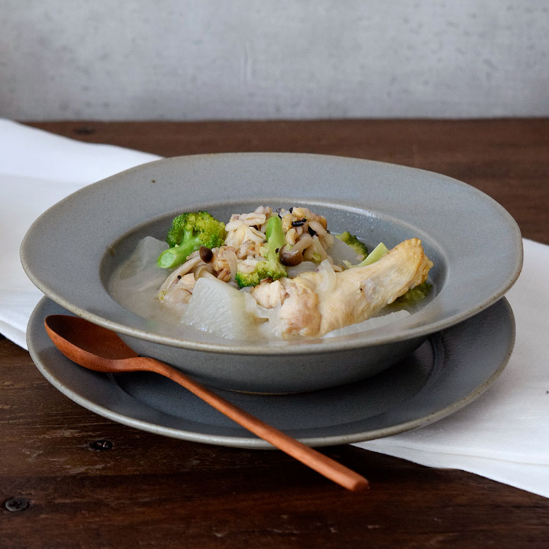 食器ギフト コリーヌペアセット スープ皿＆プレート＆カトラリー 送料無料 グレー×ベージュ