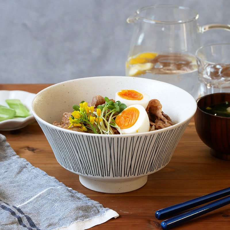 食器ギフト Rimwireラーメンどんぶり＆レンゲ＆箸 ペアセット 送料無料 黒×白