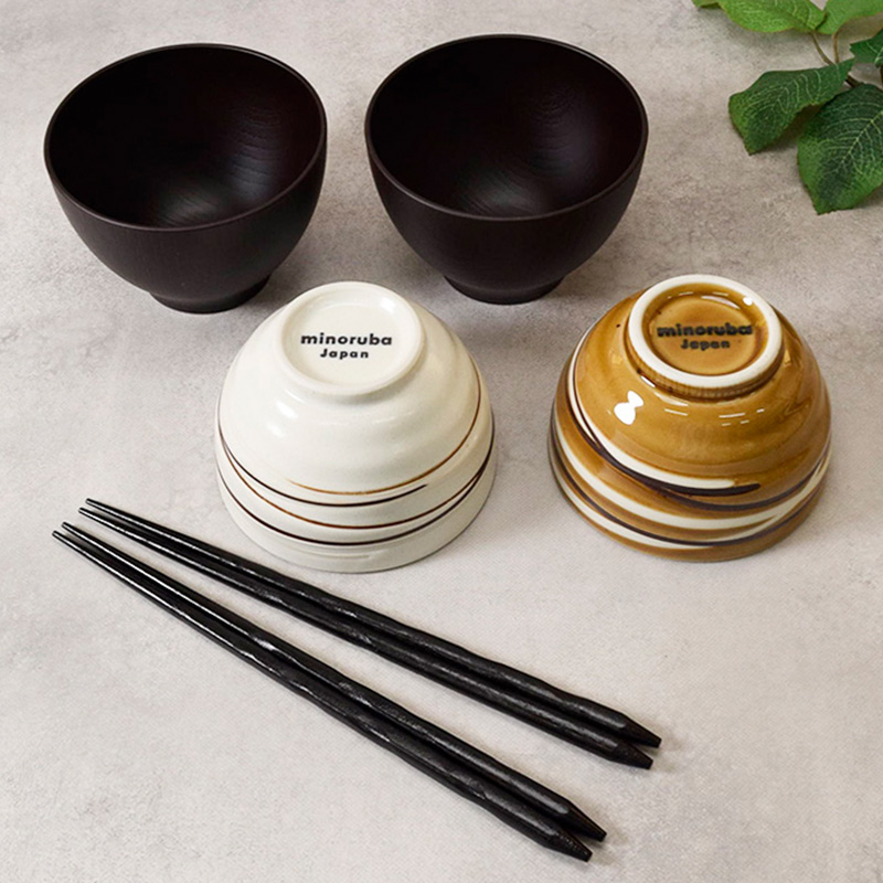 らせん夫婦茶碗＆お椀＆箸ペア6点セット