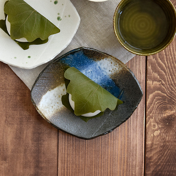 和食器　変形菱型　黒海