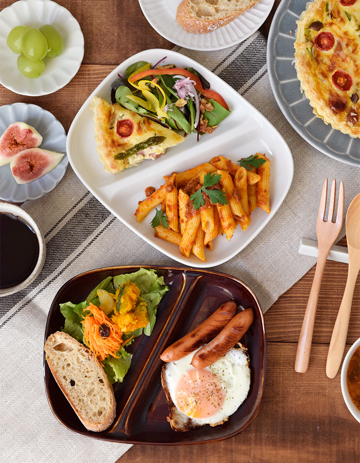 スクエアプレート　仕切り　4分割　ホワイト食器　ワンプレート ランチプレート NEW スクエア 仕切りランチプレート プレート ホワイト