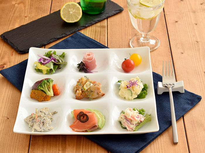 ♥ビュッフェプレート９種盛皿【ホワイトグッドデザイン賞受賞】３皿 ♥パーティー用 ビュッフェプレート 9品皿 ホワイトグッドデザイン賞 大皿 角皿