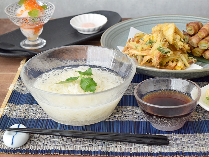 そうめん鉢 淡雪 ガラス製ガラス食器 ガラスボウル サラダボウル 素麺