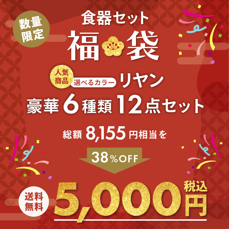 2025年福袋 選べるカラー！リヤン12点セット 食器セット