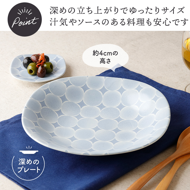 深皿 21.5cm 5枚セット アクア・セル 丸角型 デザインと使い方