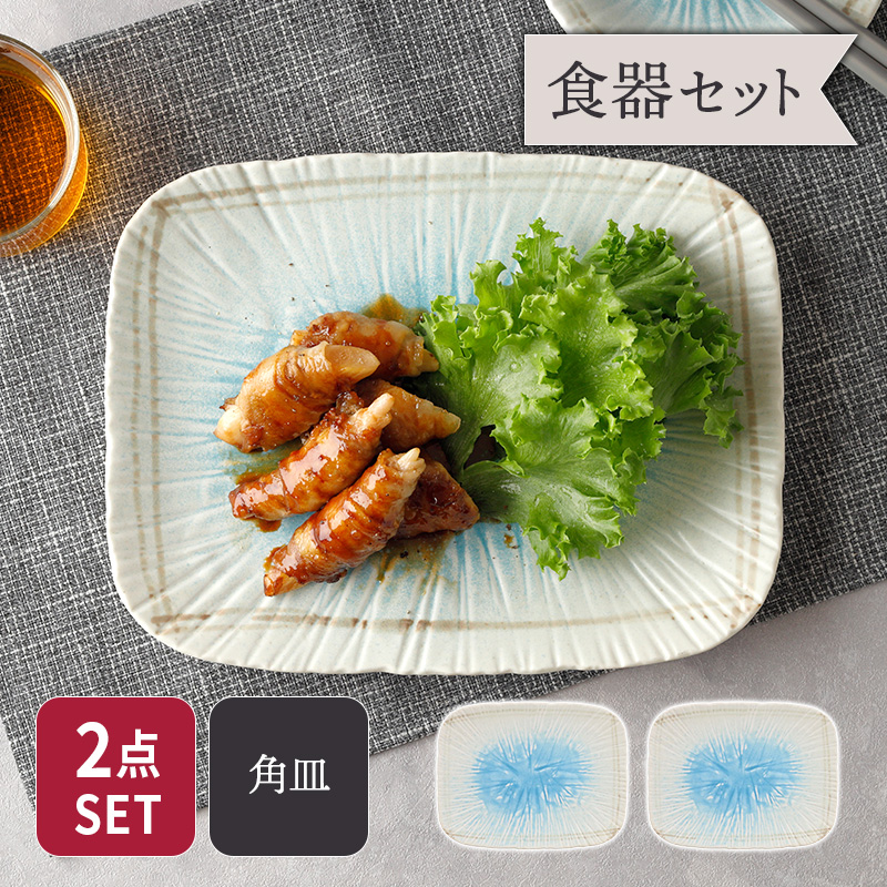 盛皿 26cm 2枚セット 角皿 雫 和食器 セット 美濃焼