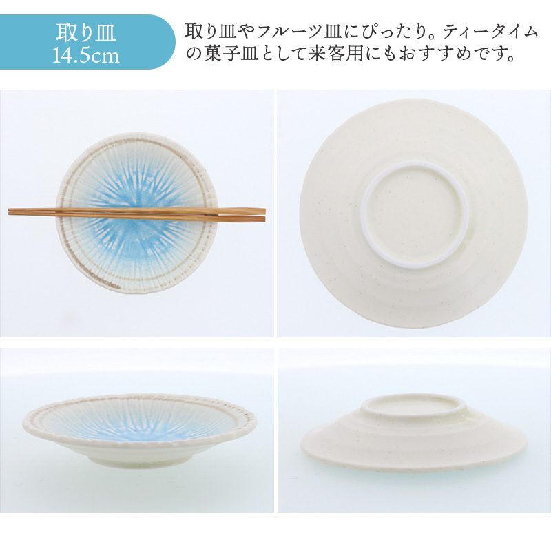 大皿 ＆ 取り皿 2人用 プレート 4枚セット 2サイズ×各2枚 雫 和食器 カラーバリエーション