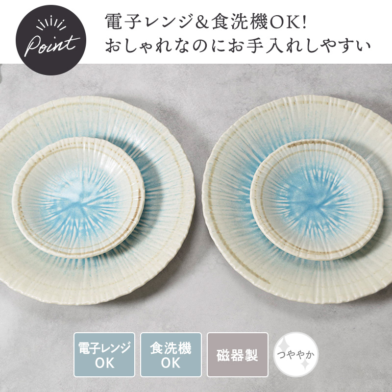 大皿 ＆ 取り皿 2人用 プレート 4枚セット 2サイズ×各2枚 雫 和食器 シリーズのコーディネート