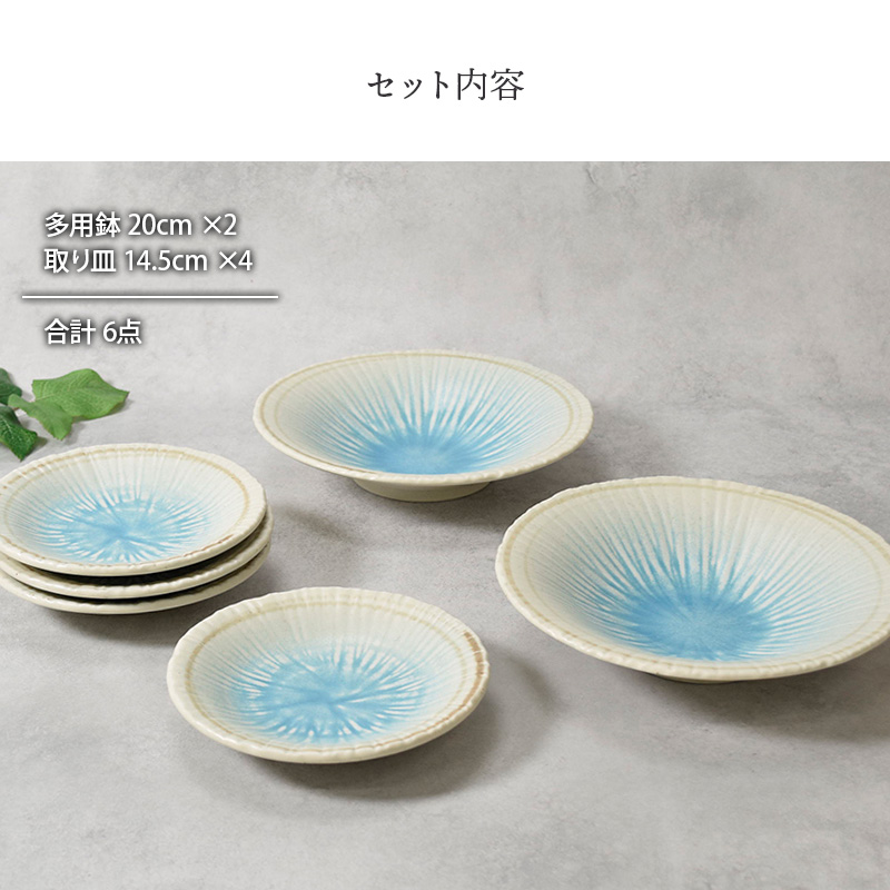 多用鉢 ＆取り皿 4人用 合計6点セット 雫 和食器 セット内容