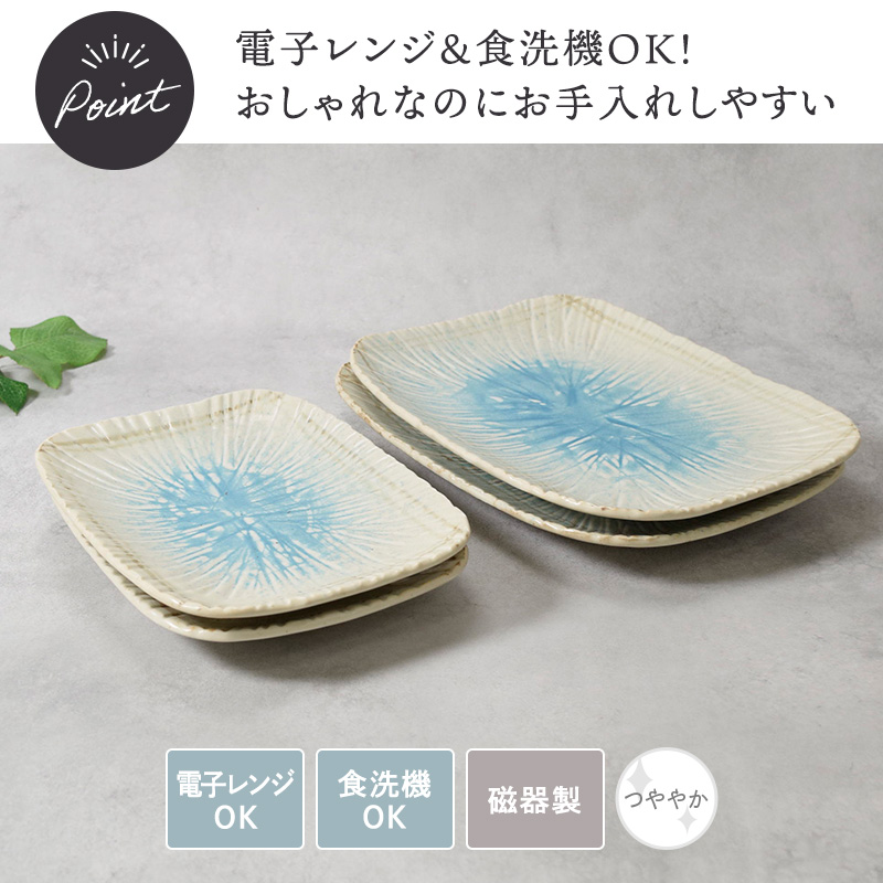 盛皿 ＆ 焼物皿 2人用 4枚セット 2サイズ×各2枚 雫 和食器 電子レンジ・食洗機対応
