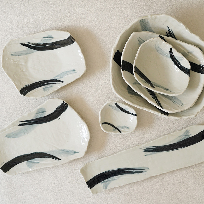 前菜皿 21cm 4枚セット 曲水 和食器 割引セット 送料無料