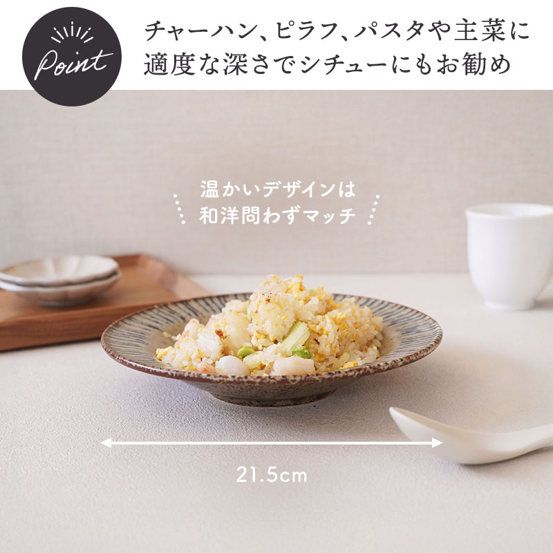 リム型深皿 21.5cm 4点セット 松葉