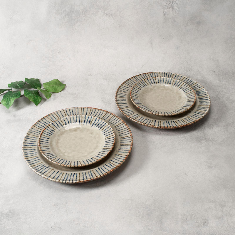 リム型 プレート 大 24.5cm ＆ 小 17cm 各2点 合計4点セット 松葉