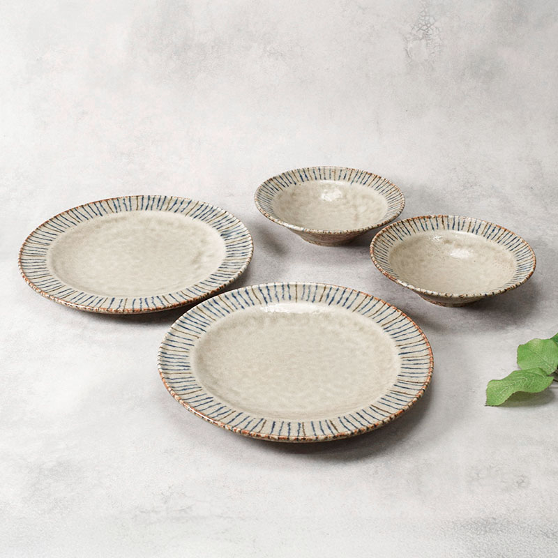 リム型 プレート 大 24.5cm ＆ ボウル 中 17.5cm 各2点 合計4点セット 松葉