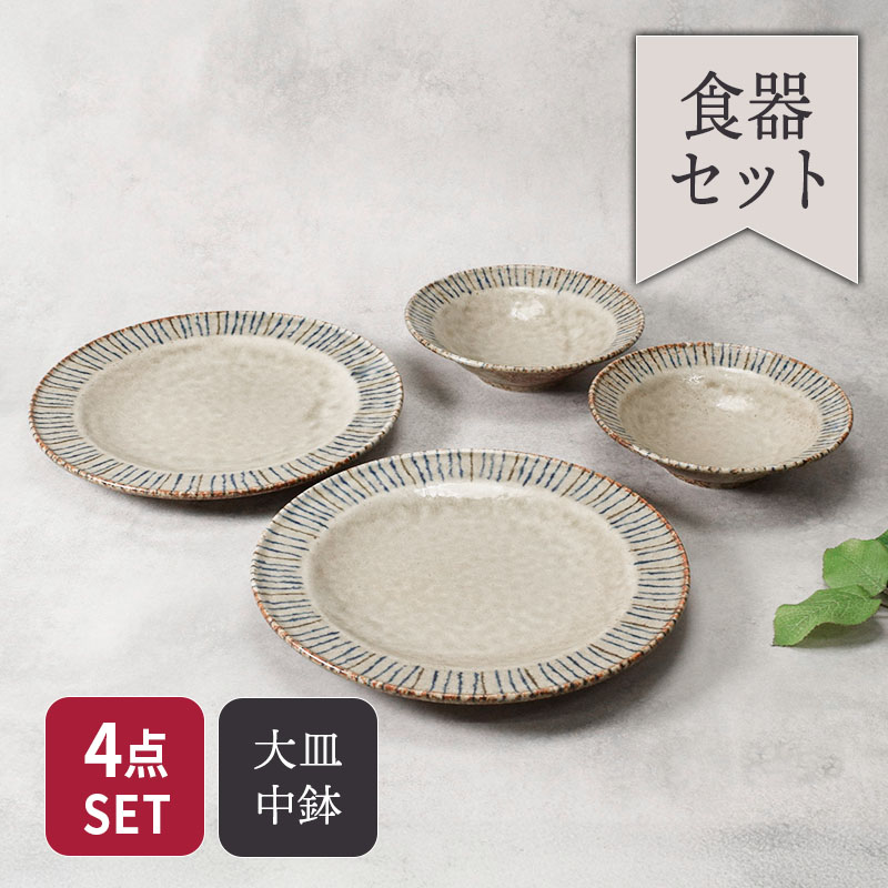 リム型 プレート 大 24.5cm ＆ ボウル 中 17.5cm 各2点 合計4点セット 松葉
