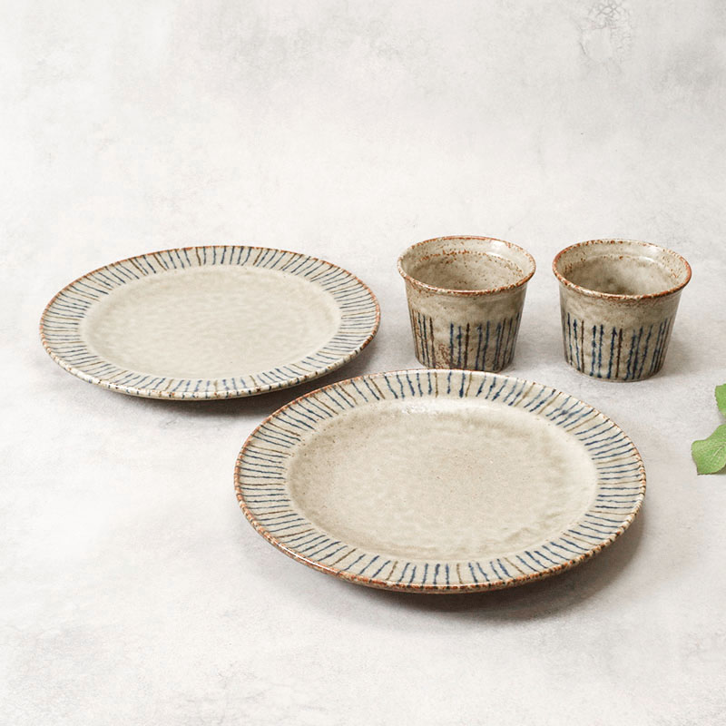 リム型 プレート 大 24.5cm ＆ カップ 各2点 合計4点セット 松葉