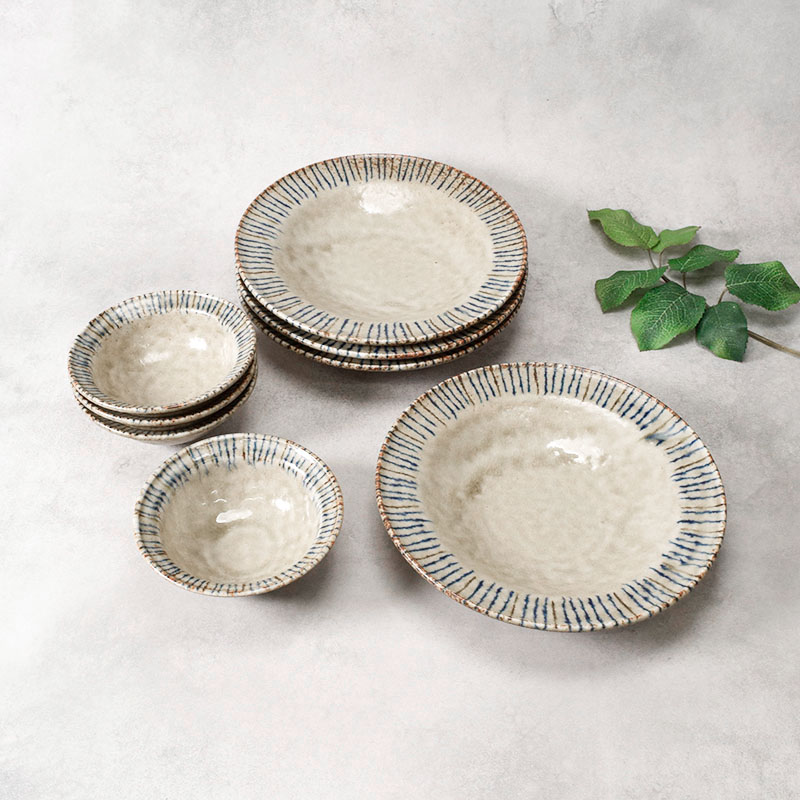 リム型 深皿 21.5cm ＆ ボウル 小 12.6cm 松葉 各4点 合計8点セット 松葉 送料無料