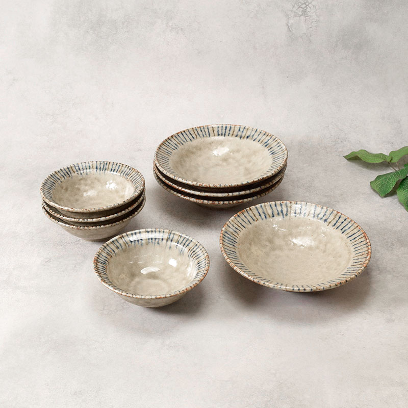 リム型 ボウル 中 17.5cm ＆ ボウル 小 12.6cm 松葉 各4点 合計8点セット 松葉 送料無料