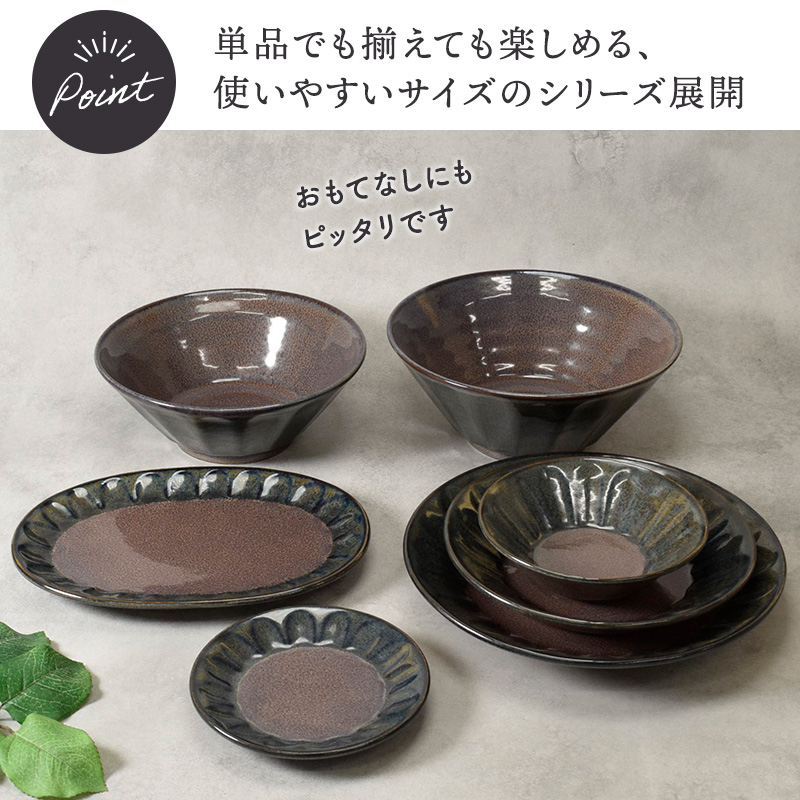 6.3ラーメンどんぶり ＆ 取り皿 2人用 4点セット 紫煌 しこう しのぎ型 デザインと使い方