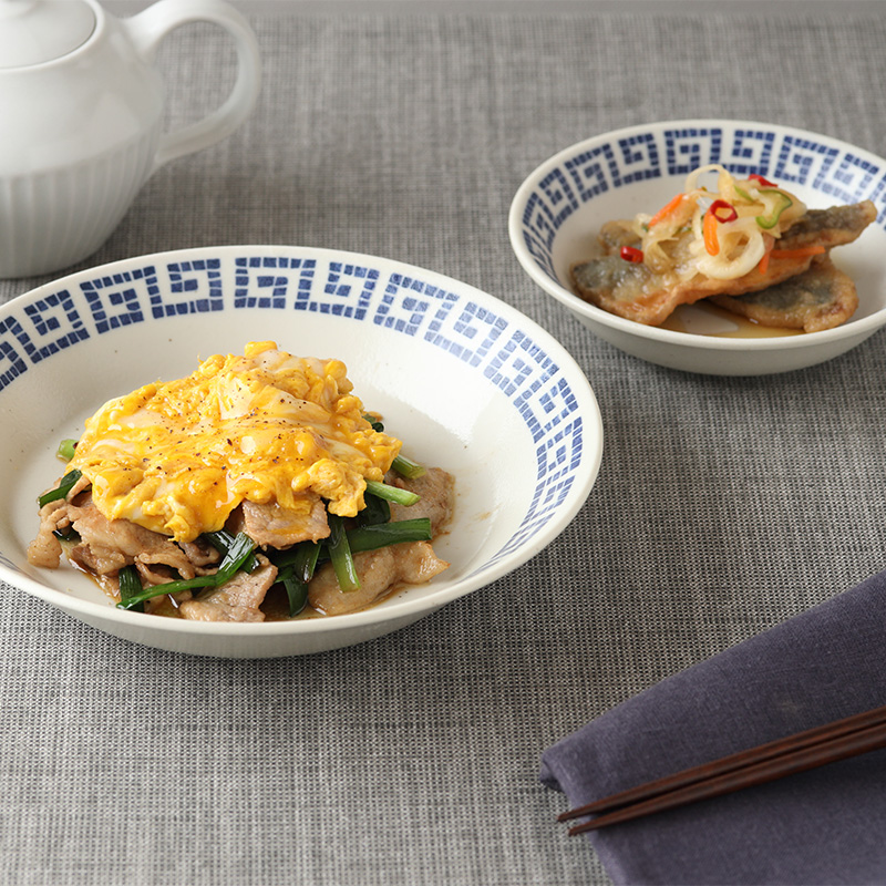 深皿 20.7cm ＆ 小皿 14cm 各4点 合計8点セット 雷紋龍 中華食器