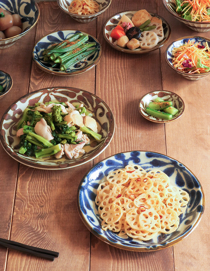 和食器 大皿 22.5cm 琉球カラクサ 皿 お皿 プレート 丸皿 パスタ皿 主